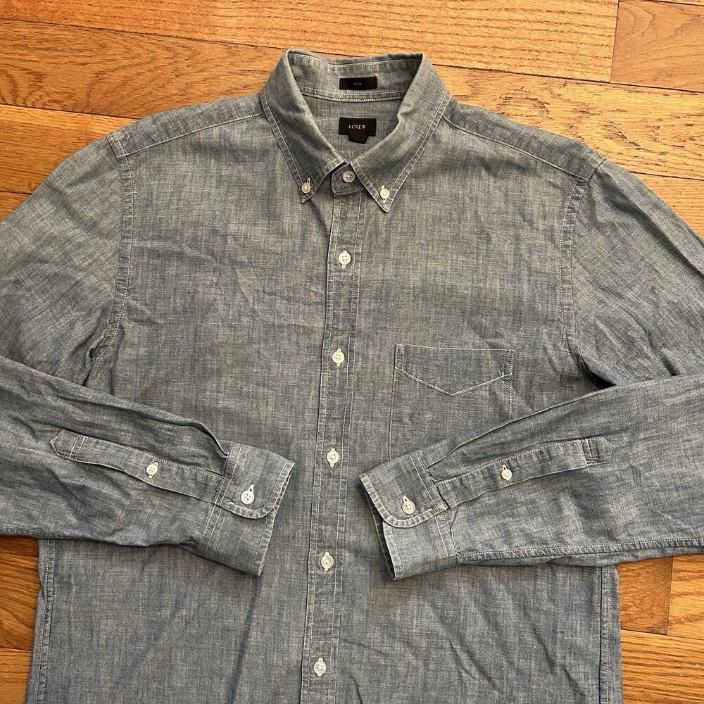 J Crew Chambray Denim Slim Work Shirt Button Up Medium